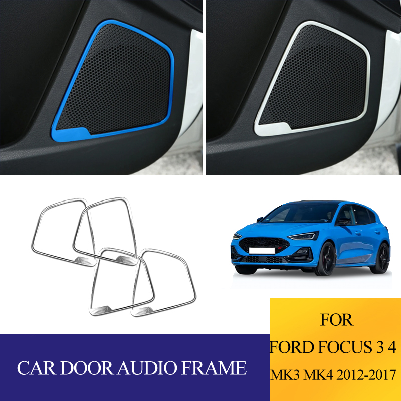 Open Frame Power Supply - Edelstahl-Autotürlautsprecher-Audio-Sound-Rahmenring-Zierleistenabdeckung für Ford Focus 3 4