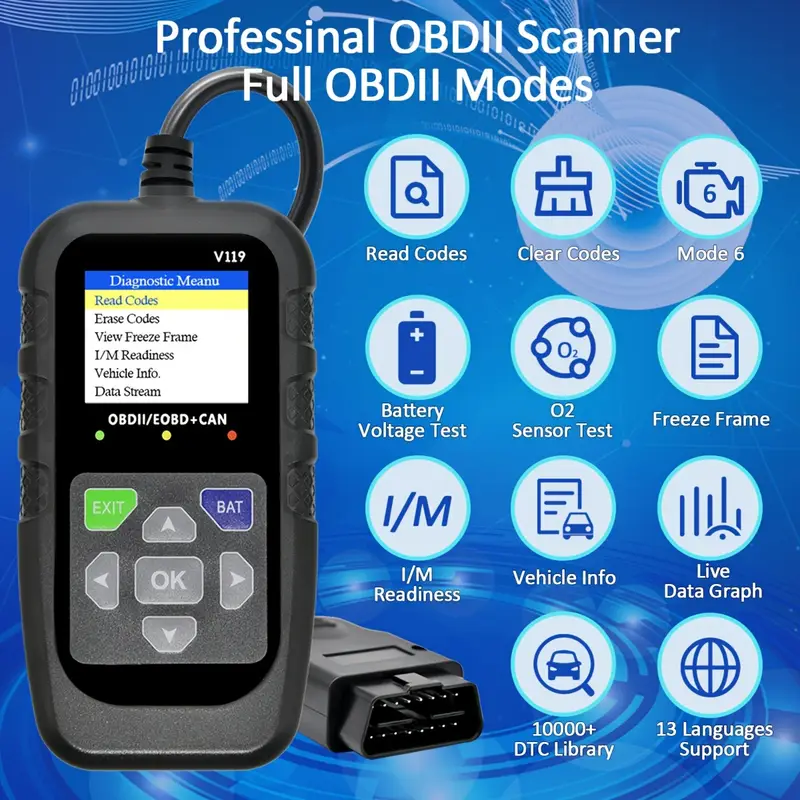 V119 OBD2 Scanner Codeleser US – Power Supply Tester Bewertung und Preis